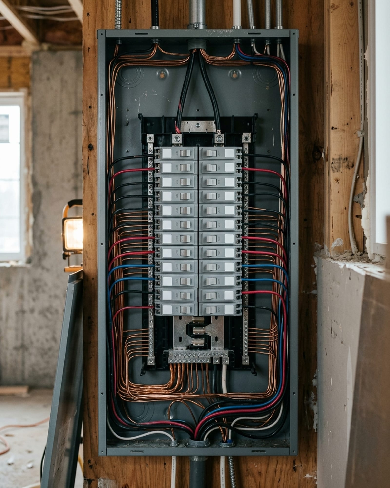 Tableau électrique photographié aux lignes cuivre
